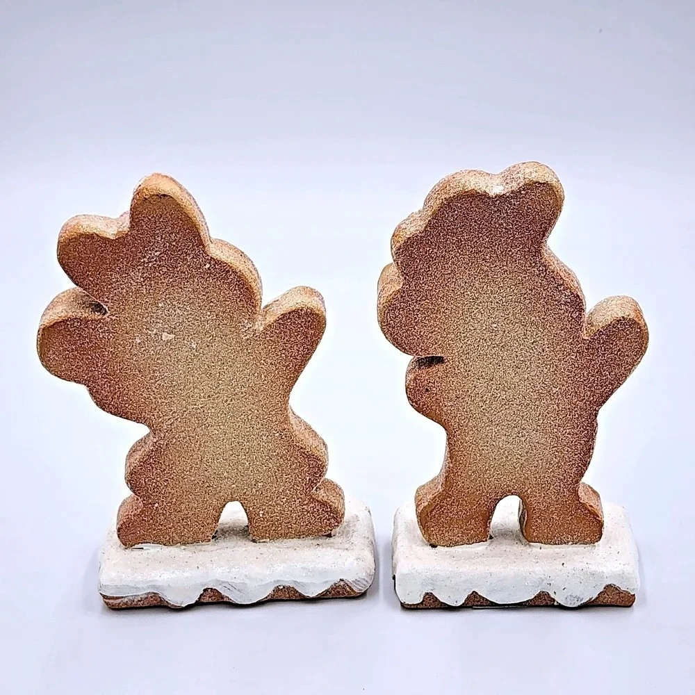 Gingerbread Girl & Boy Baker Resin Figurines Pink Christmas Tabletop 6